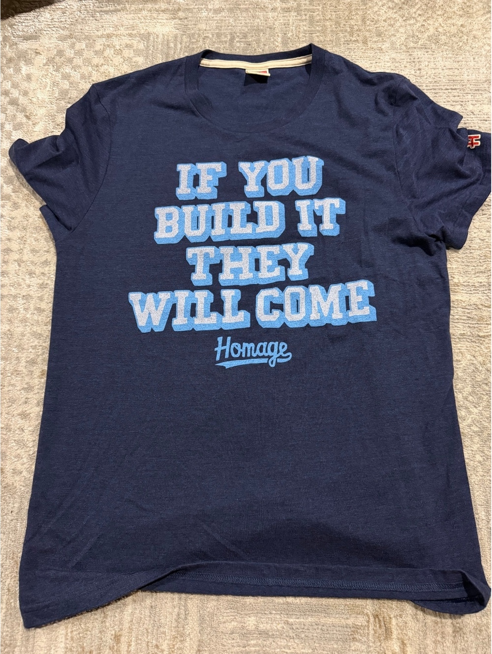 Homage Men's Navy Blue 'If You Build It They Will Come' Graphic T-Shirt Size L